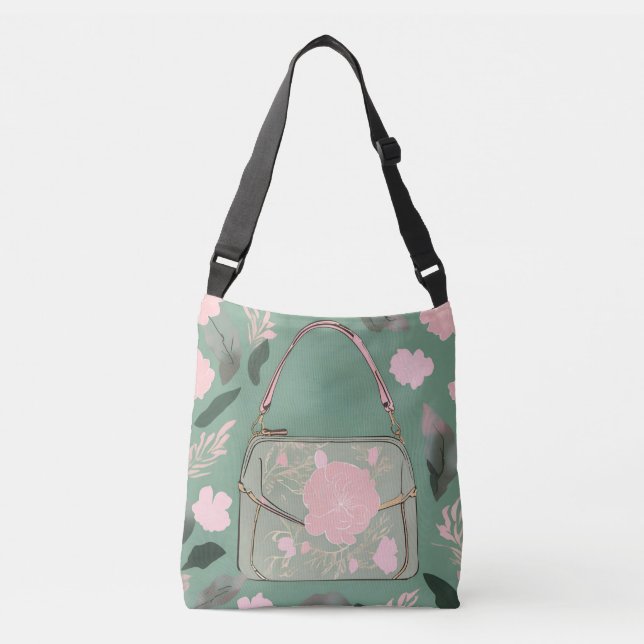 Sac Ajustable Vert Floral Bois IA art (Devant)