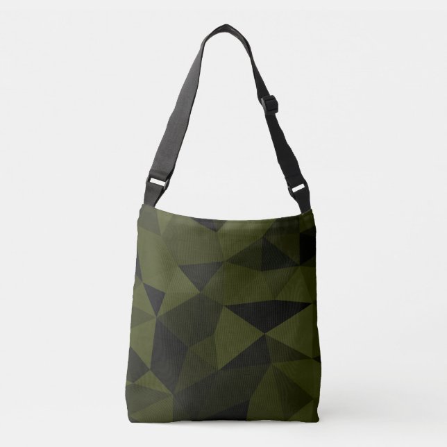 Sac Ajustable Vert foncé de l'armée noir motif de maille géométr (Devant)