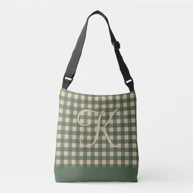 Sac Ajustable Vert Marron Buffalo Plaid Rustique Campagnard Mono (Devant)