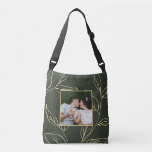 Sac Ajustable Vert olive chic avec Faux Gold Botanique Photo