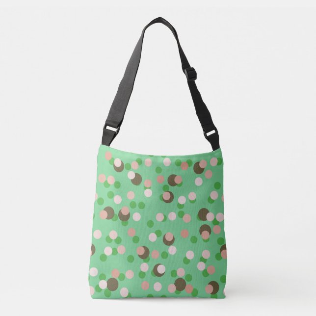 Sac Ajustable Vert, pêche et pois à pois brun (Devant)