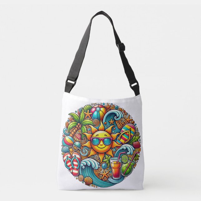 Sac Ajustable Vibes Ensoleillées Plage Tropicale (Devant)