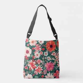 Sac Ajustable Vibrant rose-rouge et Fleurs blanches délicates