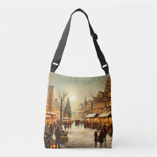 Sac Ajustable Village de Noël hivernal vintage enneigé