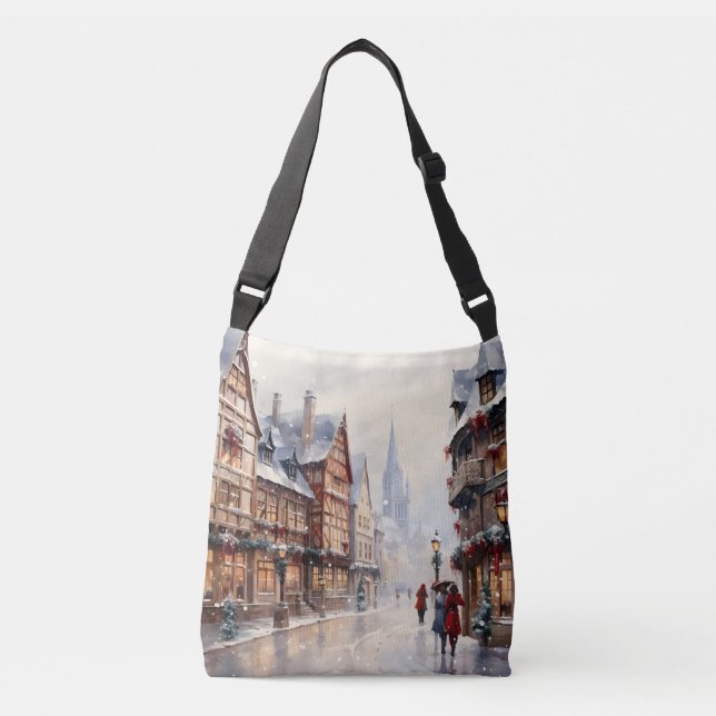Sac Ajustable Vintage Christmas Village Street Vacances (Devant)