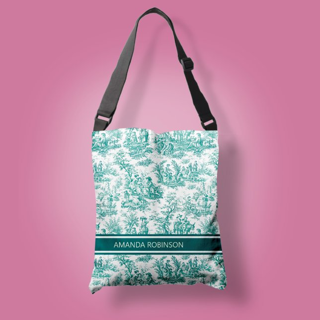 Sac Ajustable Vintage turquoise turquoise de jouy imprimé (Créateur téléchargé)