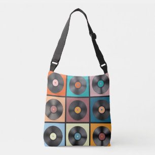 Sac Ajustable Vinyl records : retro LP set.