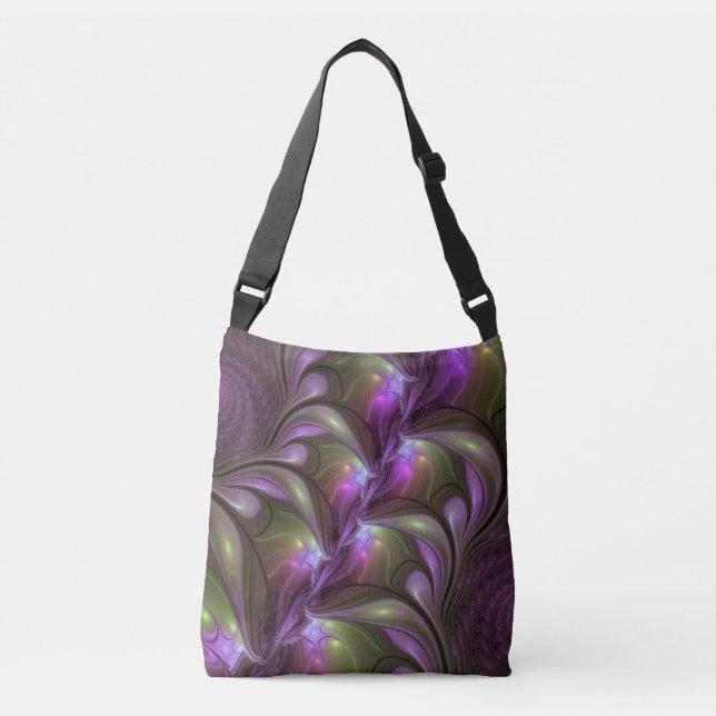 Sac Ajustable Violet Abstrait violet violet kaki fractal (Devant)