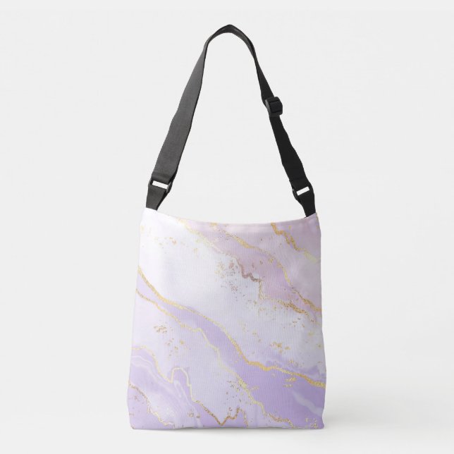 Sac Ajustable Violet Doux Éclaboussure d'Or Aquarelle Élégant (Devant)
