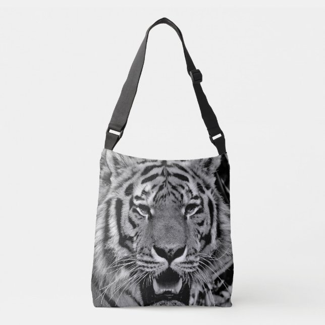 Sac Ajustable Visage noir et blanc de tigre (Devant)