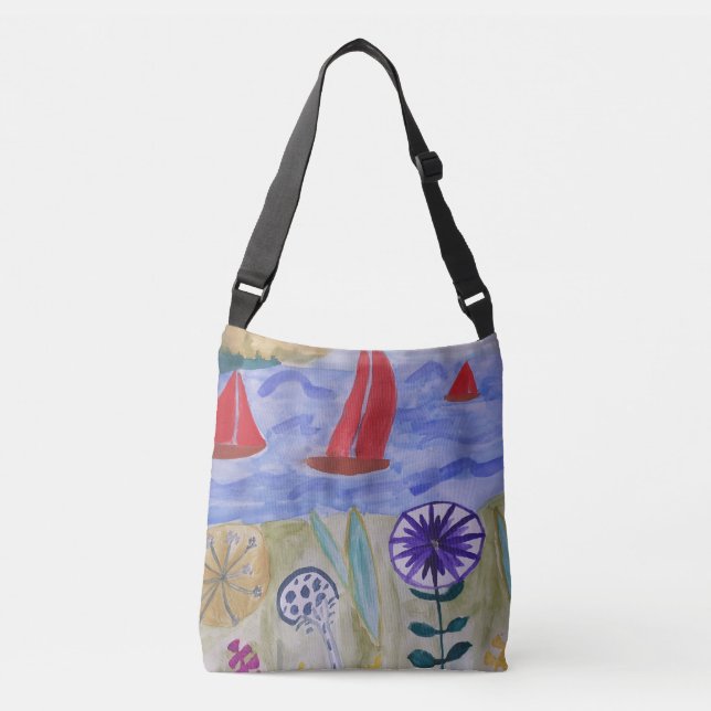 Sac Ajustable Voiles et fleurs rouges (Devant)