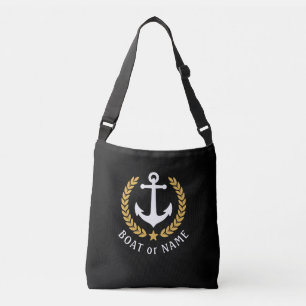 Sac Ajustable Votre nom de bateau Ancre Gold Style Laurel Black