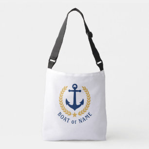 Sac Ajustable Votre nom de bateau Ancre Gold Style Laurel blanc
