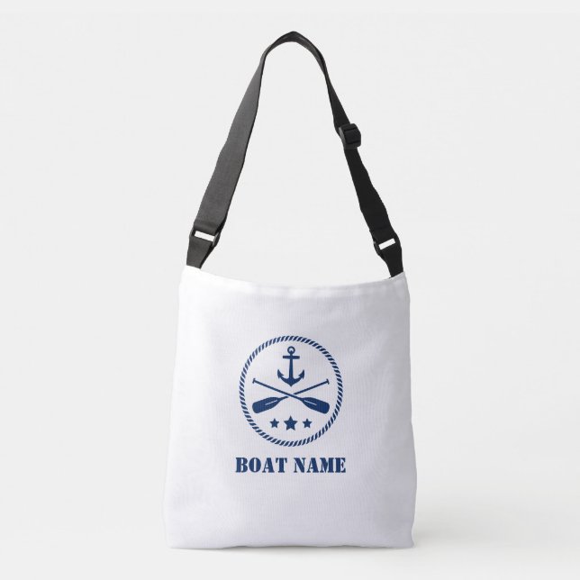 Sac Ajustable Votre nom de bateau Ancre nautique et aviron (Devant)