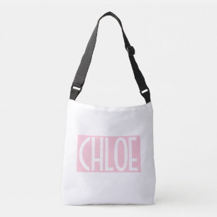 Sac Ajustable Votre nom Texte blanc gras sur rose clair