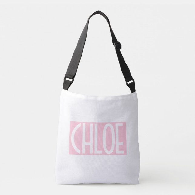 Sac Ajustable Votre nom | Texte blanc gras sur rose clair (Devant)