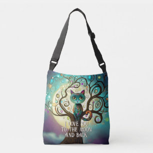 Sac Ajustable Whimsical Chat Pleine lune Artwork I Love You