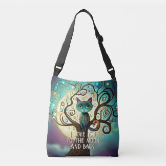 Sac Ajustable Whimsical Chat Pleine lune Artwork I Love You