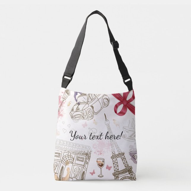 Sac Ajustable Whimsical Chic Girly Pink Paris (Devant)