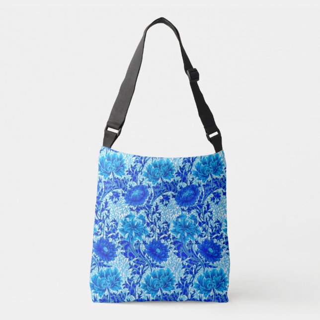 Sac Ajustable William Morris Chrysanthemums Nuances de Denim Blu (Devant)