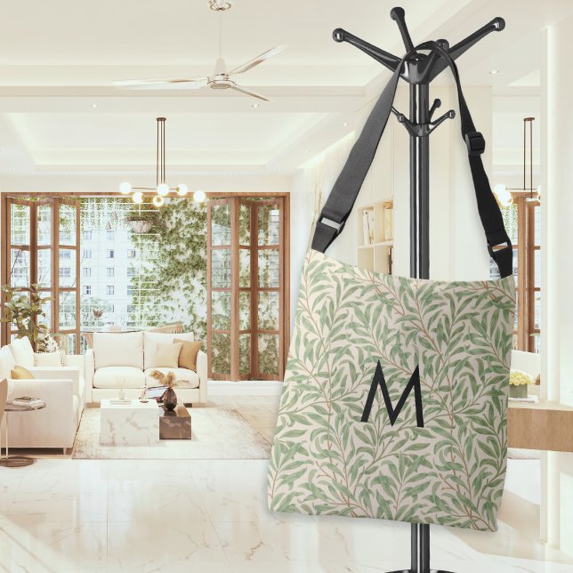 Sac Ajustable William Morris Willow Bough Botanique Monogramme (A crossbody bag with William Morris 'Willow Bough' design. Personalize with a monogram initial.)