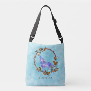 Sac Ajustable Wolf aquarelle avec modèle Boho Wreath personnalis