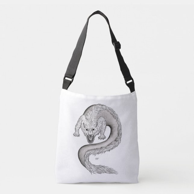 Sac Ajustable Wolfdragon noir et blanc Design en tatouage (Devant)