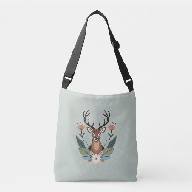 Sac Ajustable Woodland Harmony – Boho Deer Botanical Illustratio (Devant)