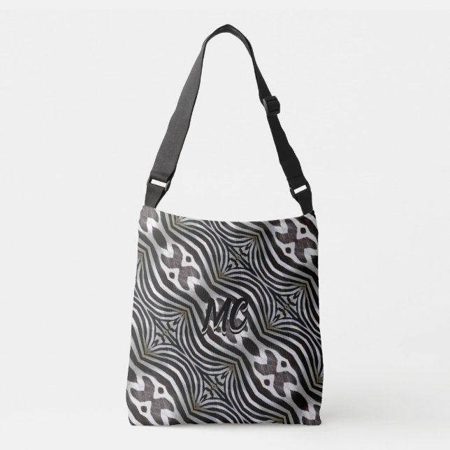 Sac Ajustable Zebra Stripes Élégant Motif Monogramme (Devant)