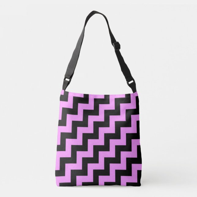 Sac Ajustable Zigzags en diagonale rose et noire (Dos)