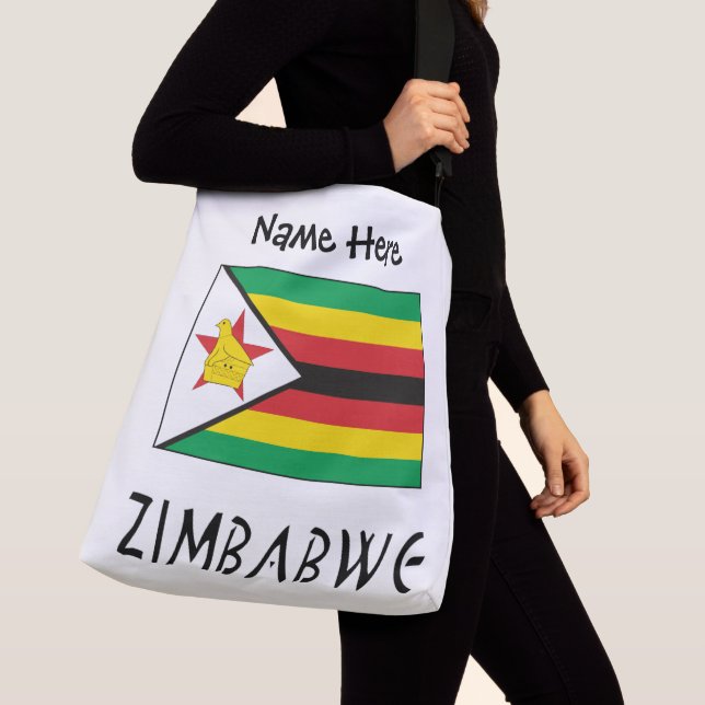 Sac Ajustable Zimbabwe et drapeau du Zimbabwe avec votre nom cro (De près)