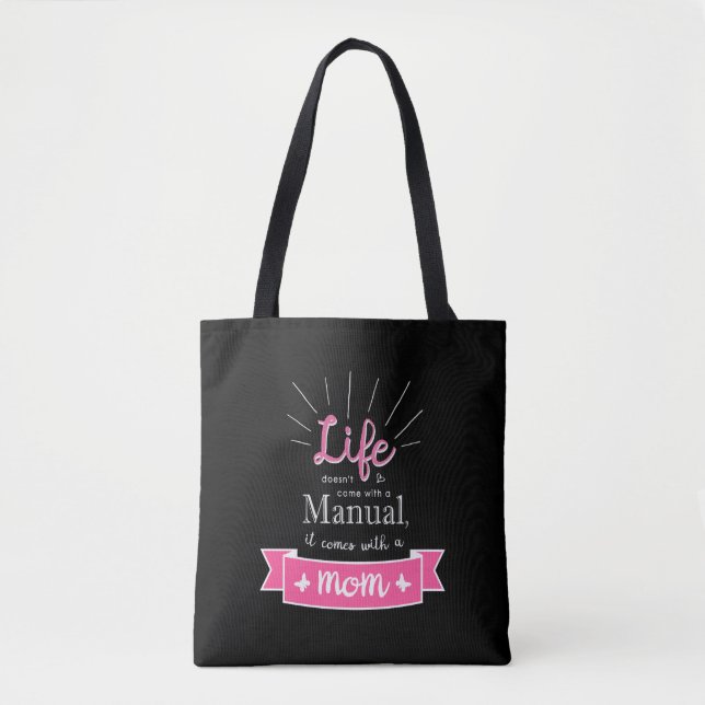 Sac "ardoise" avec une citation pour maman (Devant)