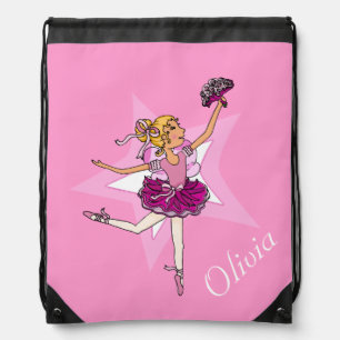 Sac Avec Cordons Ballerina de ballon pour enfants nom rose sac à ti