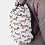 Sac Avec Cordons Chien de saucisse Dachshund<br><div class="desc">Amusant petit Dachshund saucisse ou des chiens vierges en laine tricot. Parfait pour les amoureux de les chiens. Art original de Nic Squirrell.</div>