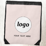 Sac Avec Cordons Logo simple Texte promotionnel Business Blush Pink<br><div class="desc">Ajoutez votre propre logo et le choix du texte à cette conception. Supprimez le texte si vous préférez. Minimaliste et professionnel. Idéal pour un produit promotionnel pour vos clients et clients. Pour les autres versions,  consultez la collection.</div>