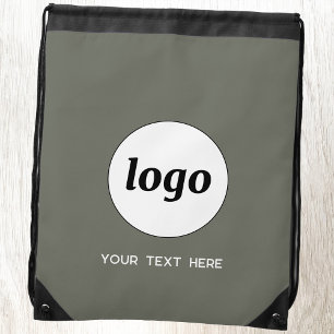 Sac Avec Cordons Logo simple Texte promotionnel Business Sage Green