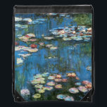 Sac Avec Cordons Nénuphars de Claude Monet, Impressionnisme Vintage<br><div class="desc">Nénuphar (1914) de Claude Monet est une peinture de nature impressionniste vintage. Une des nombreuses variations de peintures florales de nénuphars que Monet peint par l'étang dans son jardin fleuri à Giverny, France. À propos de l'artiste : Claude Monet (1840-1926) est un fondateur du mouvement de peinture impressionniste française, dont...</div>