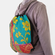 ORIENTAL Colorful Green Red - Drawstring Backpack