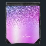 Sac Avec Cordons Parties scintillant violet Métal Monogramme Nom Fi<br><div class="desc">Purple Faux Foil Métallique Parties scintillant étincelante Métal brossé Monogramme Nom Sac à corde à trait. Cela rend la remise de diplômes parfaite,  doux 16 ans,  mariage,  douche nuptiale,  anniversaire,  baby shower ou cadeau de fête de bachelorette pour quelqu'un qui aime le luxe glam et les styles chic.</div>