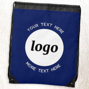 Sac Avec Cordons Ronde Logo Texte promotionnel Business Marine Bleu
