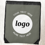 Sac Avec Cordons Ronde Logo Texte promotionnel Business Sage Vert<br><div class="desc">Ajoutez votre propre logo et le choix du texte à cette conception. Supprimez le texte supérieur ou inférieur si vous préférez. Minimaliste et professionnel. Idéal pour un produit promotionnel pour vos clients et clients. Votre logo sera coupé dans un cercle blanc. Pour les autres versions,  consultez la collection.</div>