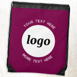 Sac Avec Cordons Round Logo Text Promotional Business Magenta Pink<br><div class="desc">Add your own logo and choice of text to this design.  Remove the top or lower text if you prefer.  Minimalist and professional.  Great for a promotional product for your clients and customers. Your logo will be clipped to a white circle.  For other versions,  see the collection.</div>