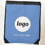 Sac Avec Cordons Simple Logo Texte promotionnel Business Blue<br><div class="desc">Ajoutez votre propre logo et le choix du texte à cette conception. Supprimez le texte si vous préférez. Minimaliste et professionnel. Idéal pour un produit promotionnel pour vos clients et clients. Pour les autres versions,  consultez la collection.</div>