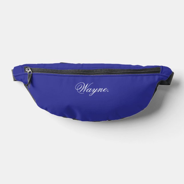 Sac banane bleu profond avec votre nom personnalis (Poser)