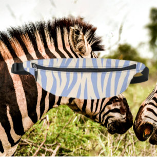 Sac banane imprimé zèbre bleu et beige – Élégant