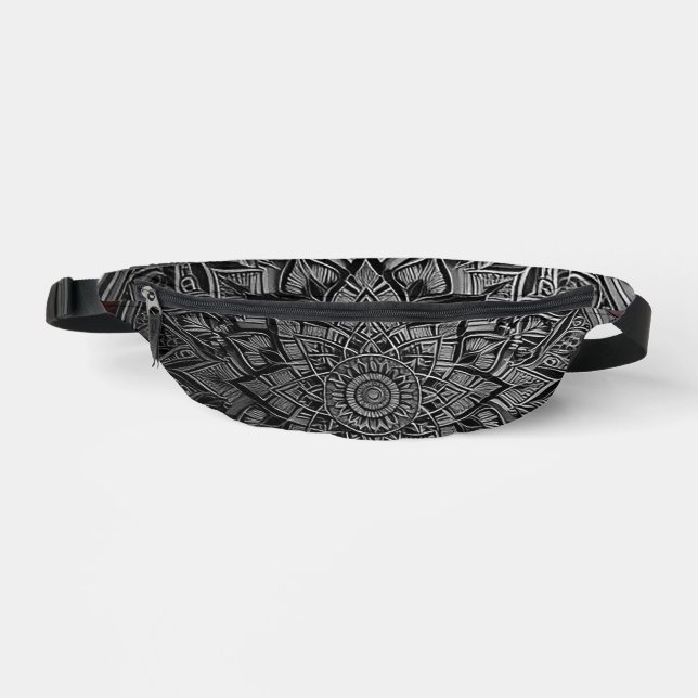 Sac banane Mandala Argent (Recto)