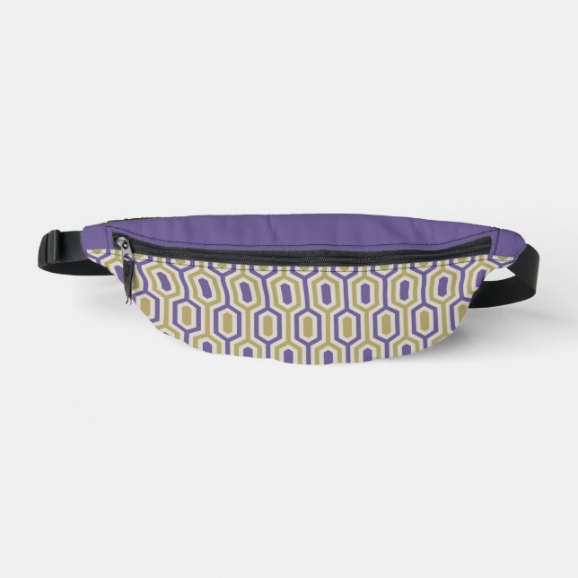 Sac banane moderne géométrique lavande et or (Recto)