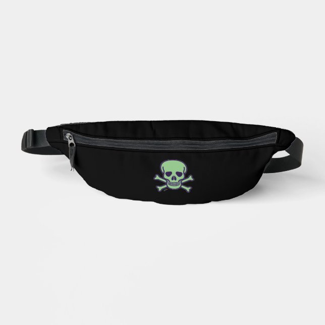 Sac banane noir Green Skull (Recto)