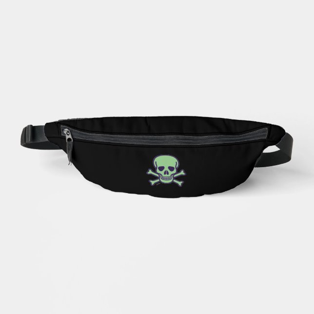 Sac banane noir Green Skull (Recto)