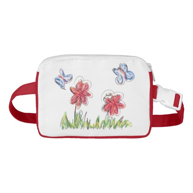 Sac Banane Papillons et dessin de fleur (Devant)